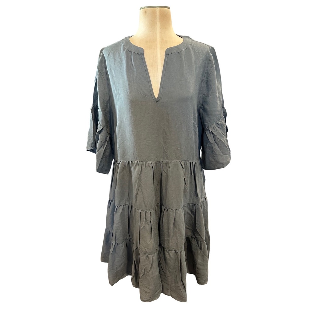 Refinity Dress Nathalie Deep Sage‎ Green Tiered Mini Babydoll XS 00218287